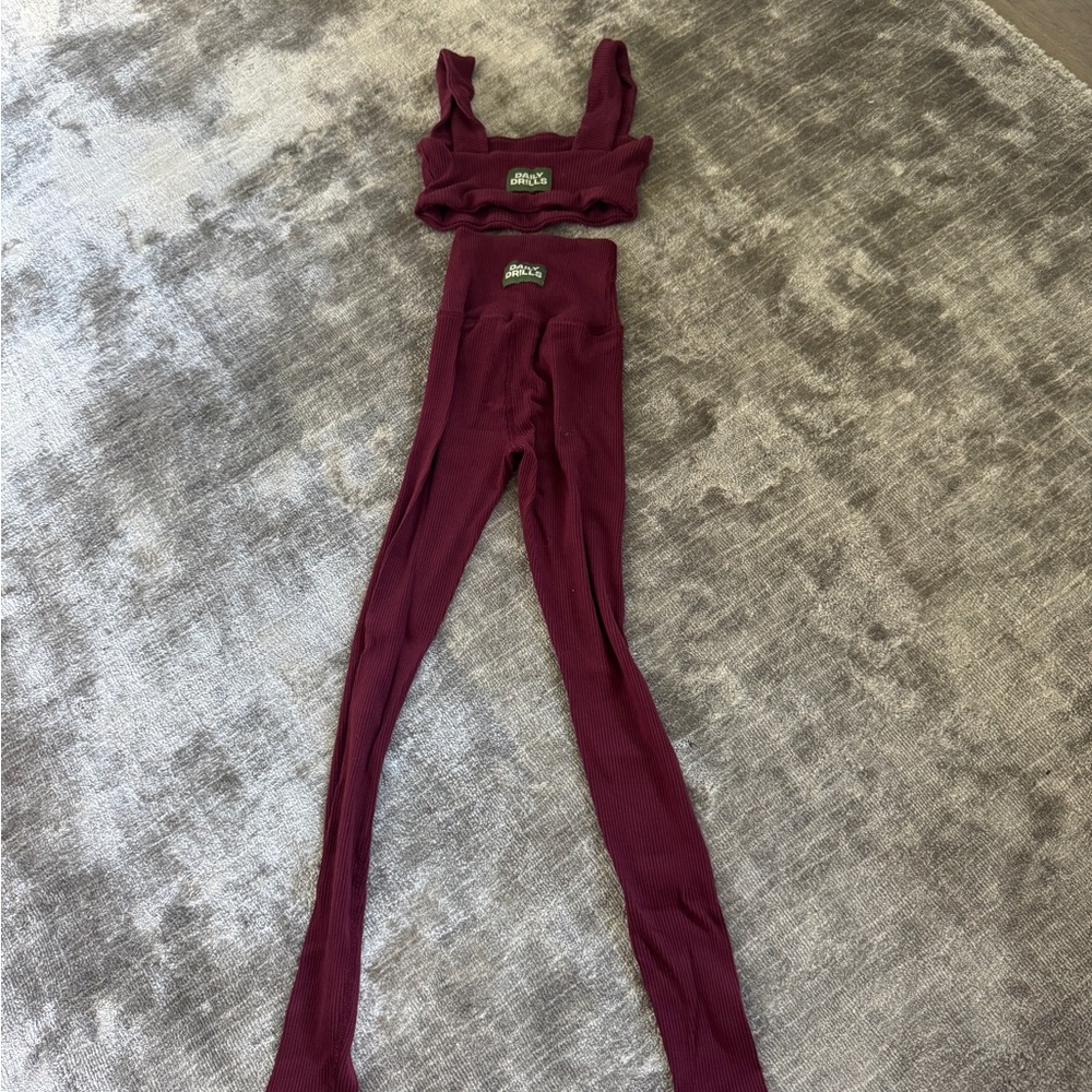 Daily Drills Burgundy Leggings Set